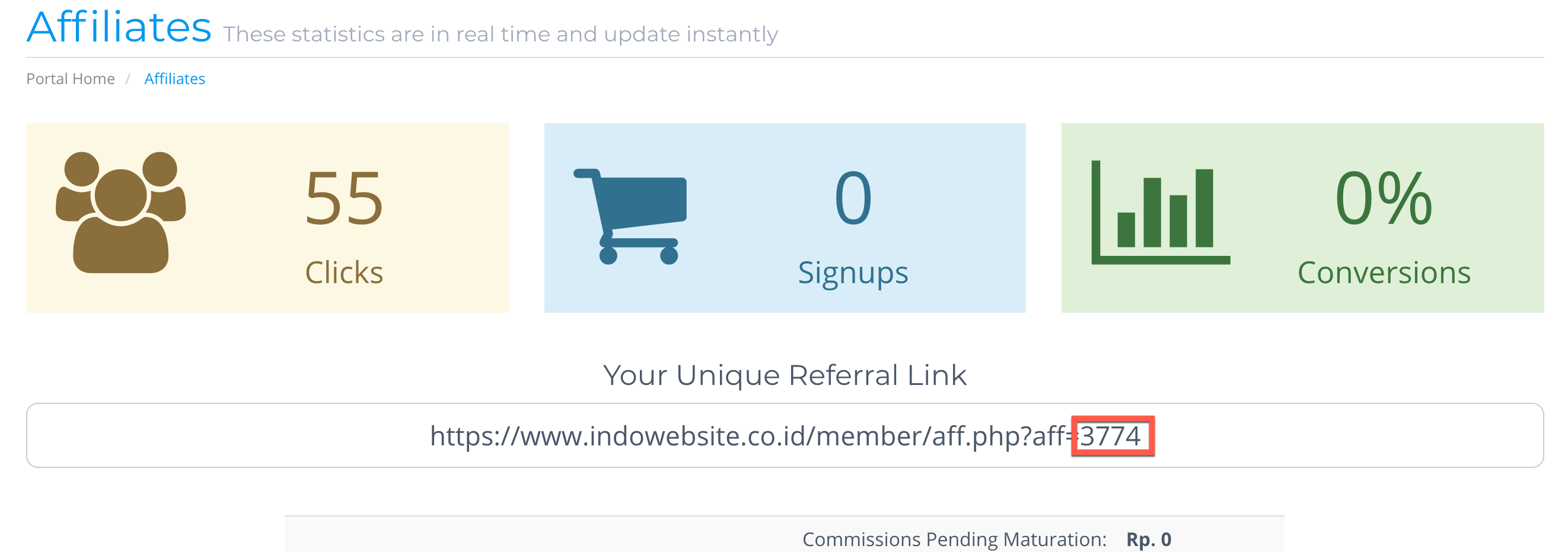 Mendapatkan ID afiliasi